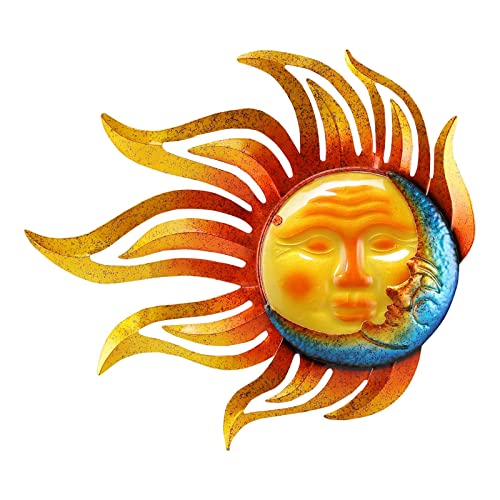Metal Sun Wall Decor Outdoor Garden Fence Art Moon Wall Art
