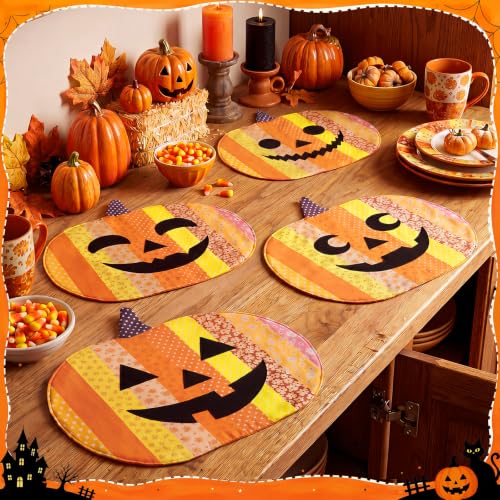 4 Pcs Halloween Pumpkin Placemat Jack O Pumpkin Tablemats (4 Count)