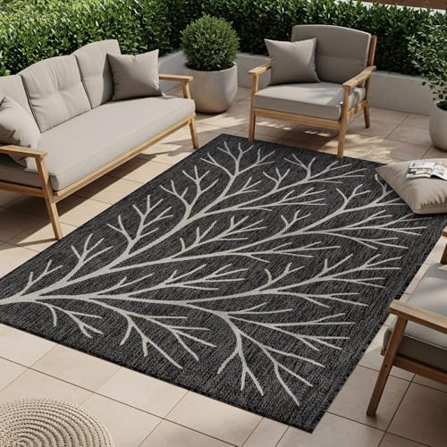 Washable Indoor Outdoor Rug 5x7 Modern Area Rugs Branch Pattern Non Shedding Waterproof Easy Clean Patio Deck Porch Living Room Bedroom Garden RV (35 Sq Ft)