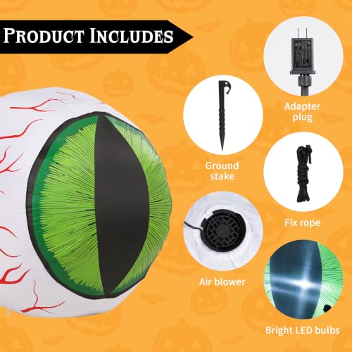 4FT Halloween Outdoor Inflatable Eyeball Yard Decor with LED Lights (4FT)