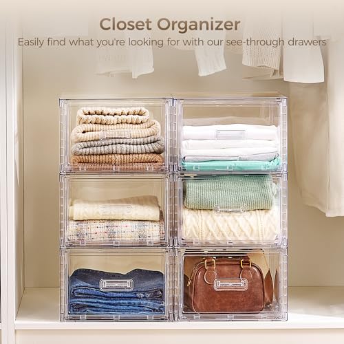 2 Pack Clear Stackable Storage Drawers 15QT (2 Count)