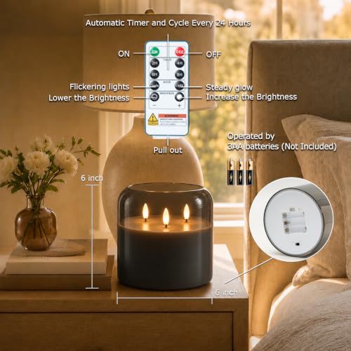 Grey Large Glass Flameless LED Candle (6 Count)