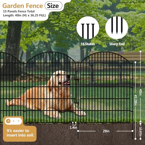 15 Panels Decorative Garden Fence with Lock