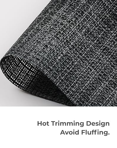 Black and Grey Woven Placemats Set of 12 (12 Count)