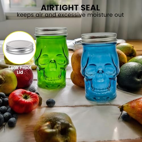 14 oz Colorful Skull Glass Mason Jar