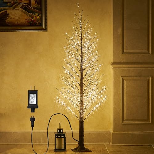 Lighted Alpine Tree Brown Willow 6FT 810 LED Fairy Lights