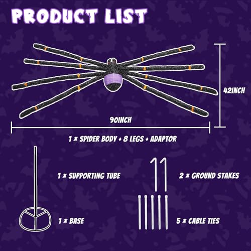 5.5FT Giant Spider Halloween Decorations with 100LED