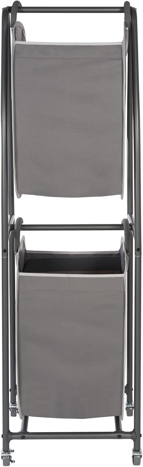 Neatfreak - 2 Tier Laundry Sorter - Laundry Hamper With Wheels & 2 x Laundry Basket Tote Bags For Dirty Clothes, Towels, Blankets, Bathroom Storage & Laundry Room Organization