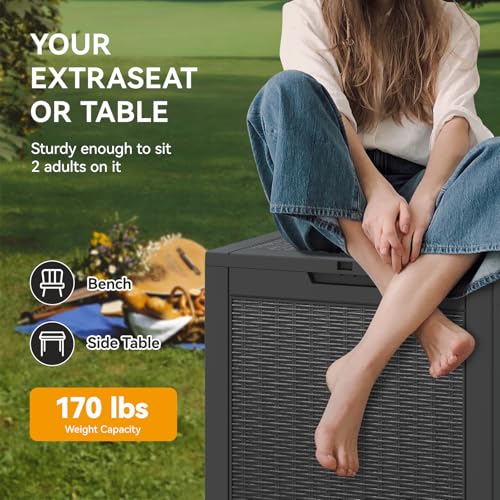 33 Gallon Outdoor Storage Box Waterproof Deck Box for Patio