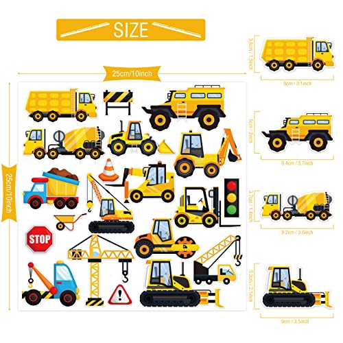 20 PCS Construction Thick Window Gel Clings for Kids Toddlers (20 Count)