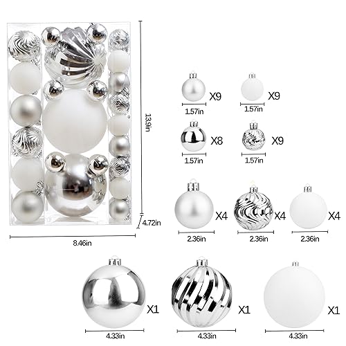 50pcs Shatterproof Christmas Ball Tree Ornaments (50 Count)
