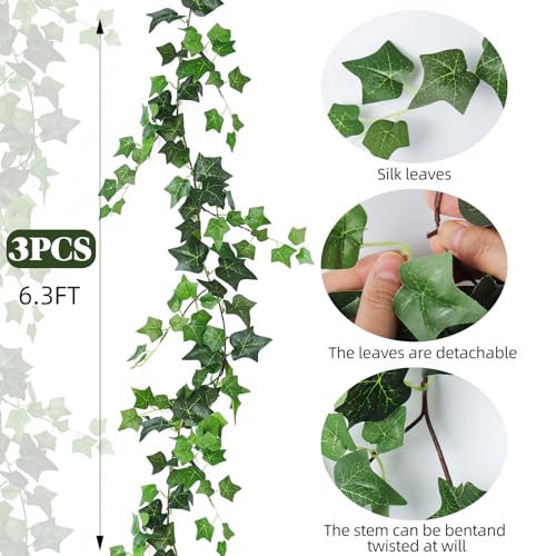 3Strand Fake Vines Artificial Ivy Garland Silk Greenery Plant 6.3Ft (18.9 Foot)