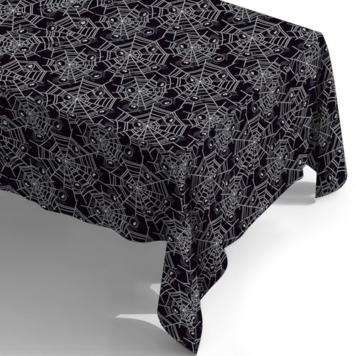 Halloween Tablecloth 4 Packs 54X108 Diposable Plastic Tablecover Spider Web Green (4 Count)