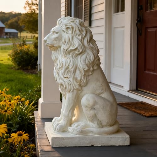 Large Lion Statue Outdoor Guardian Garden Sculpture Royal Art Front Porch