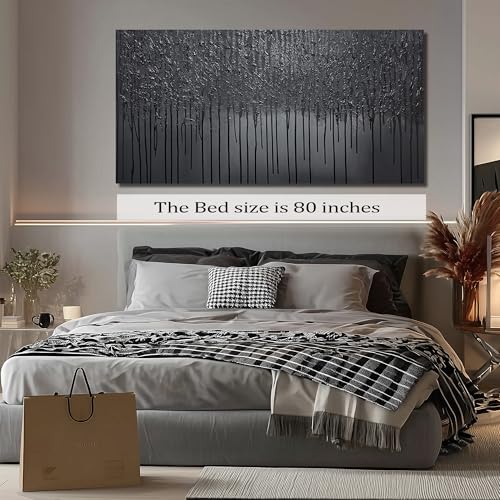 3D Painting Wall Art for Living Room Black Abstract Wall Decor for Dining Room Extra Large Wall Art for Office Size 40 x 80 Inch