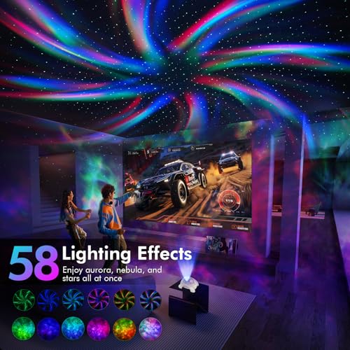 Dual Lens Galaxy Star Aurora Projector Night Light for Bedroom