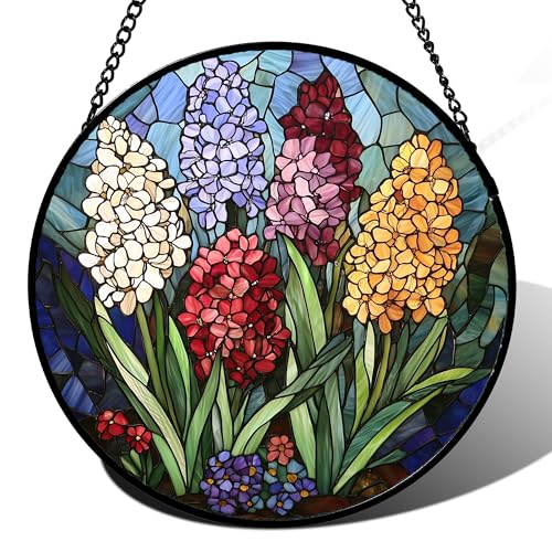 Hyacinth Stained Glass Window Hanging Suncatcher Gift for Women 9.8"