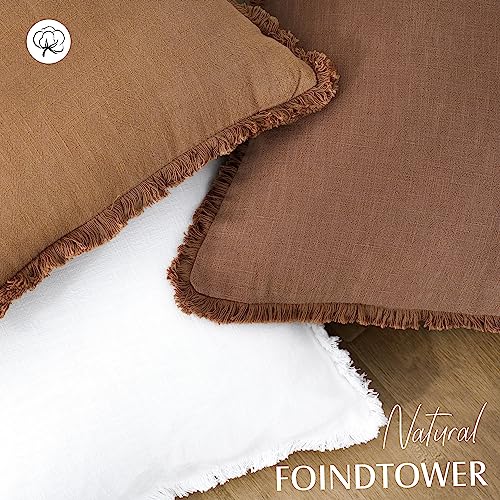 Decorative Linen Fringe Throw Pillow Covers 26×26 Inch (2 Count)