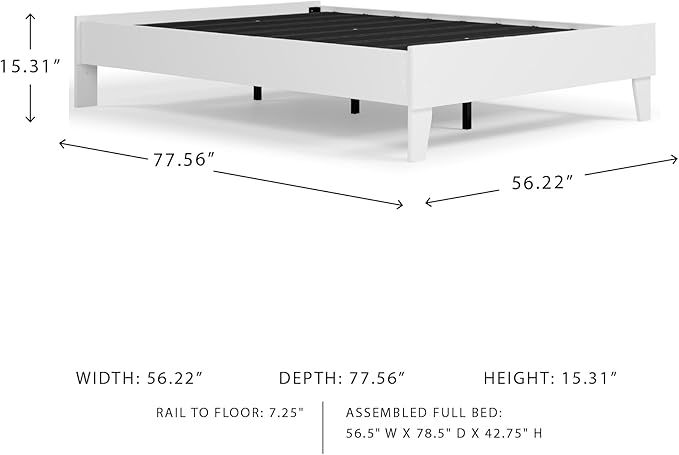 Signature Design by Ashley Piperton Modern Casual Youth Platform Bed Frame, Full, White