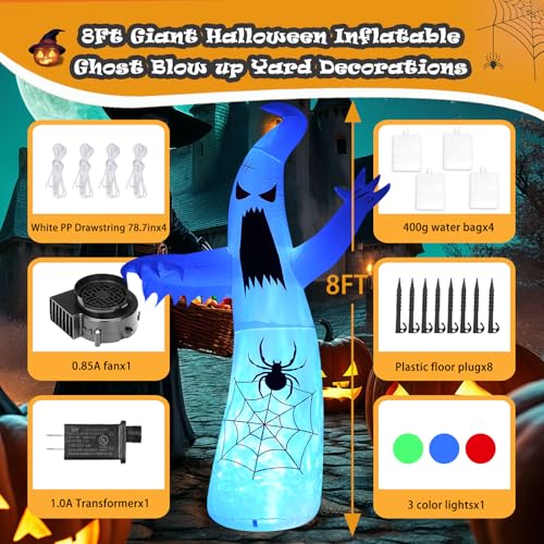 Halloween Inflatable Ghost Decoration (8FT Thriller Spider Ghost)