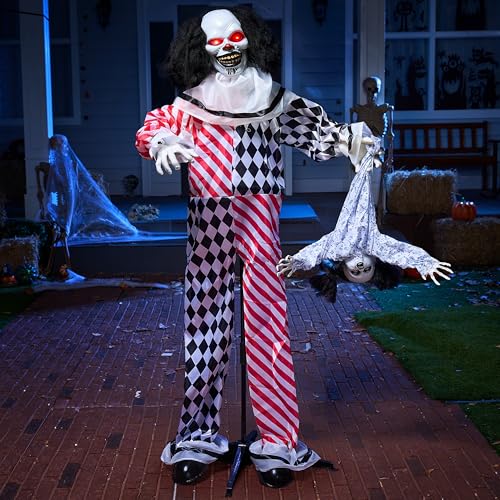 64" Halloween Animatronics Clown Holding Doll