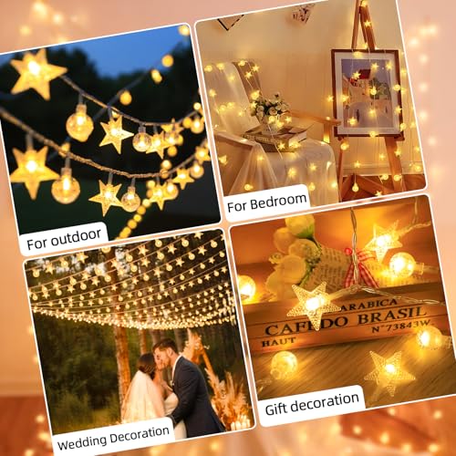 Crystal Globe & Star String Lights Plug in (160 Count)