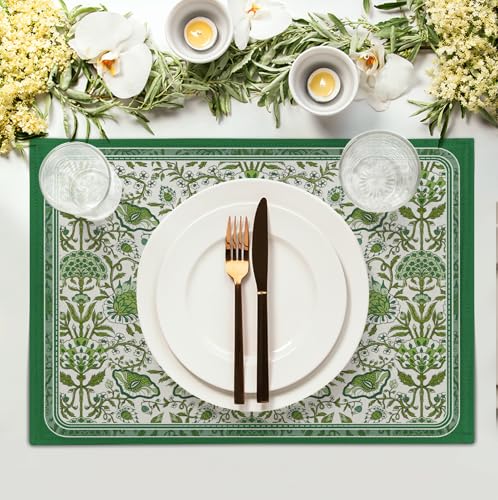 Green Floral Boho Placemats Set of 4