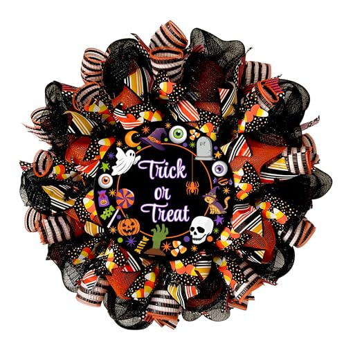 Trick or Treat Halloween Candy Wreath Available in 24 inch or 28 inch Diameter Indoor