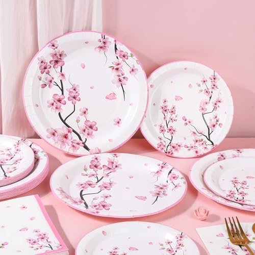 150Pcs Cherry Blossom Party Supplies Plates and Napkins (150 Count)