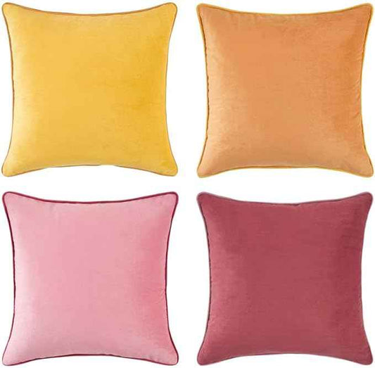 MONDAY MOOSE Decorative Throw Pillow Covers Cushion Cases, Set of 4 Soft Velvet Modern Double-Sided Designs, Mix and Match for Home Decor, Pillow Inserts Not Included (22x22 inch, Yellow/Pink)