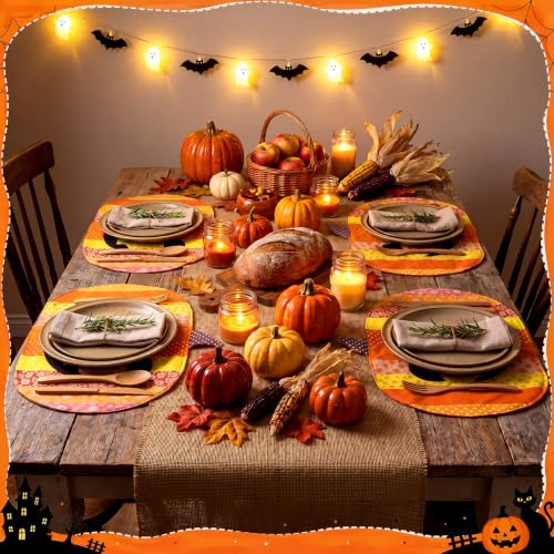 4 Pcs Halloween Pumpkin Placemat Jack O Pumpkin Tablemats (4 Count)