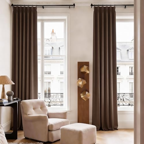 Brown Pinch Pleat Blackout Curtains 72 inch Length (2 Count)