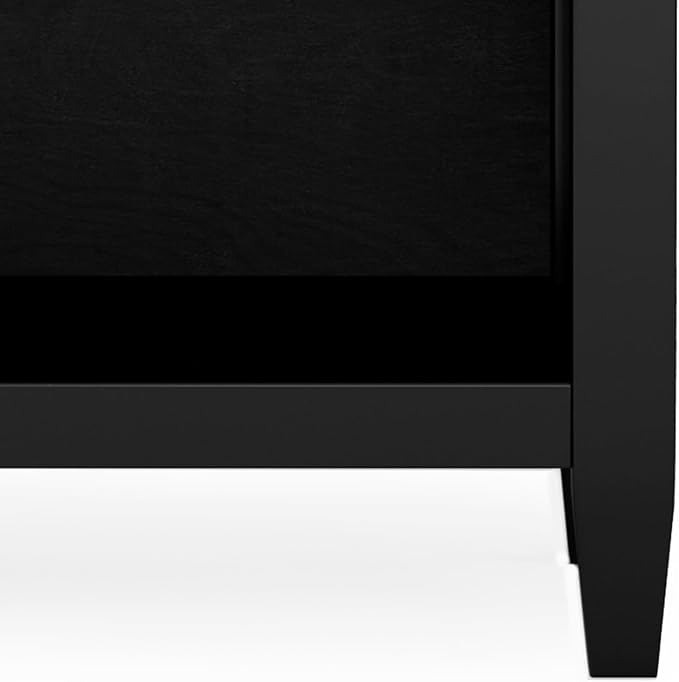 SIMPLIHOME Carlton SOLID WOOD 24 Inch Wide Contemporary Bedside Nightstand Table in Black, For the Living Room and Bedroom