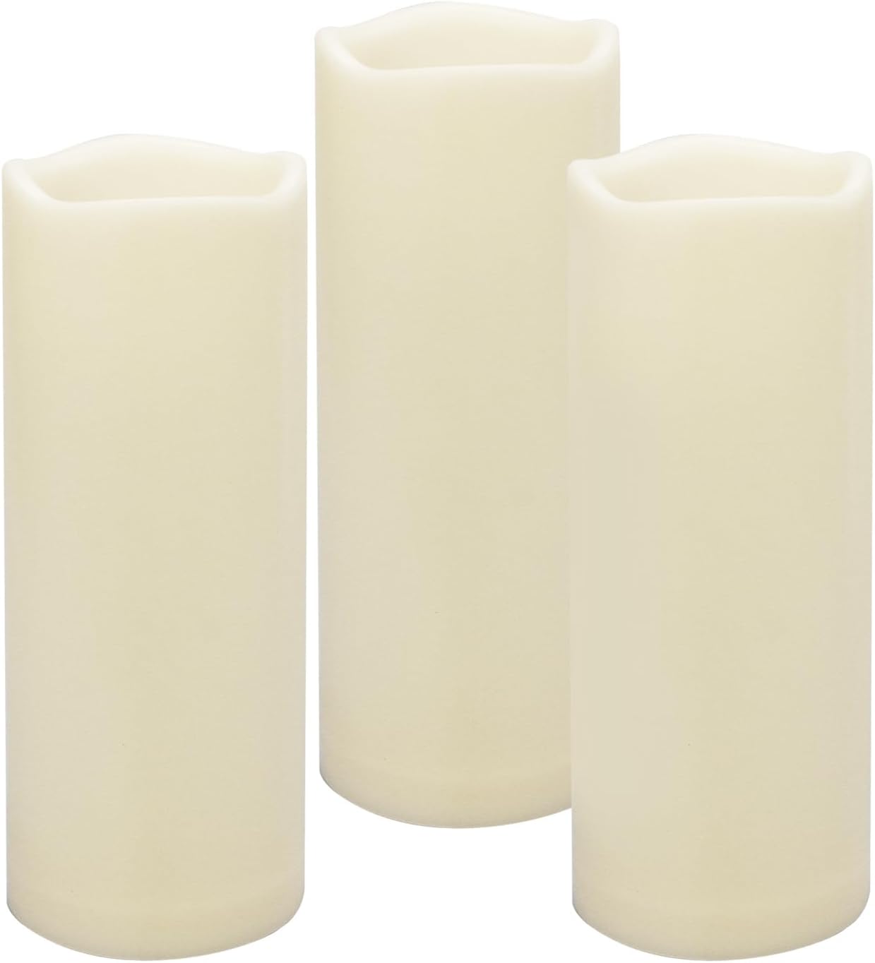 Waterproof Outdoor Battery Operated Flameless Candles with Auto Timer Flickering Plastic Resin Electric LED Pillar Lights for Lantern Patio Garden Wedding Party Decorations 3x8 Inches 3 Pack Ivory