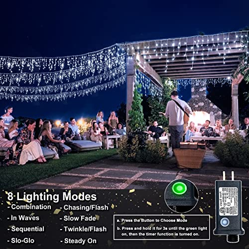 33FT 400 LED Icicle Lights for Outside