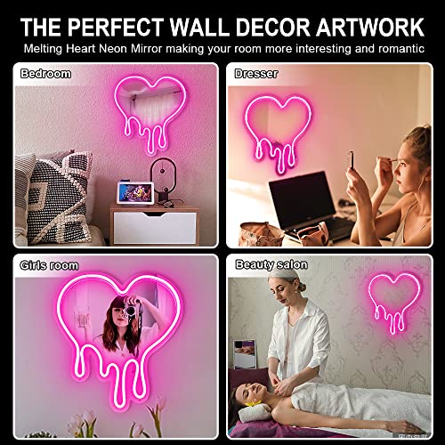 Melting Heart Neon Acrylic Mirror Sign with LED Light