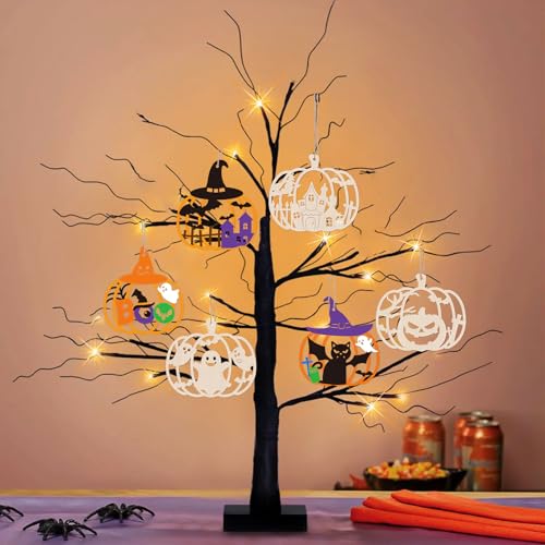 24 PCS Unfinished Wooden Halloween Crafts (24 Count)