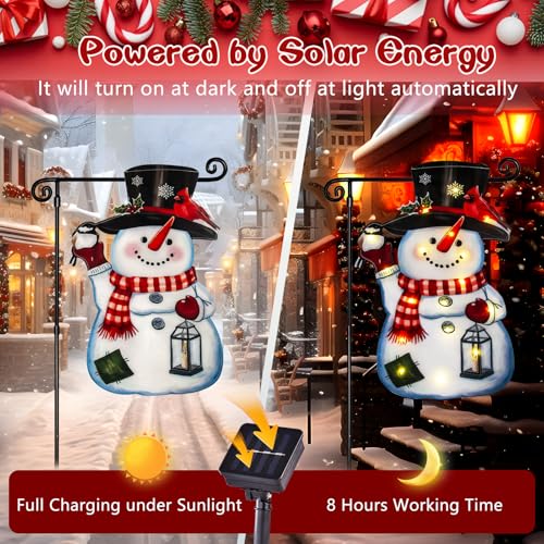 28x40 Lighted Christmas Snowman Garden Flag