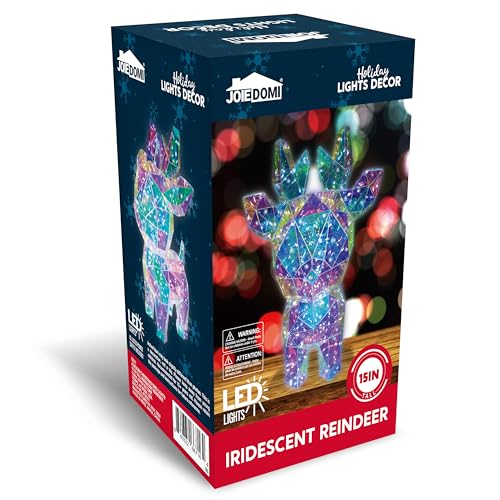 Lighted Prismatic Iridescent Christmas Decorations with LED Lights (Reindeer)