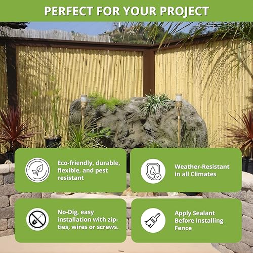 Caramel Brown Bamboo Fencing Panel Roll (48 Sq Ft)