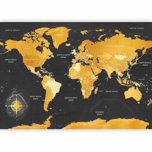Premium Wall Mural World Map 98x69 in (5 Count)