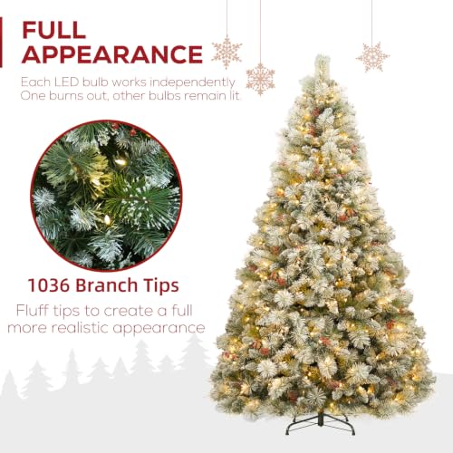 6 ft Prelit Snow Flocked Christmas Tree with 250 Warm White LED Lights