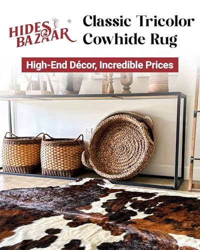 Tricolor Cowhide Rug Classic Brown