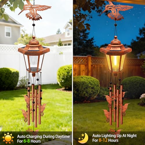 Large Solar Hummingbird Wind Chimes