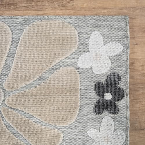 Outdoor Rug 9x12 Large Modern Floral Tropical Area Rugs for Outdoor and Indoor Patio Easy to Clean Non Shedding Living Room Porch Garden Washable Outside Carpet (108 Sq Ft)