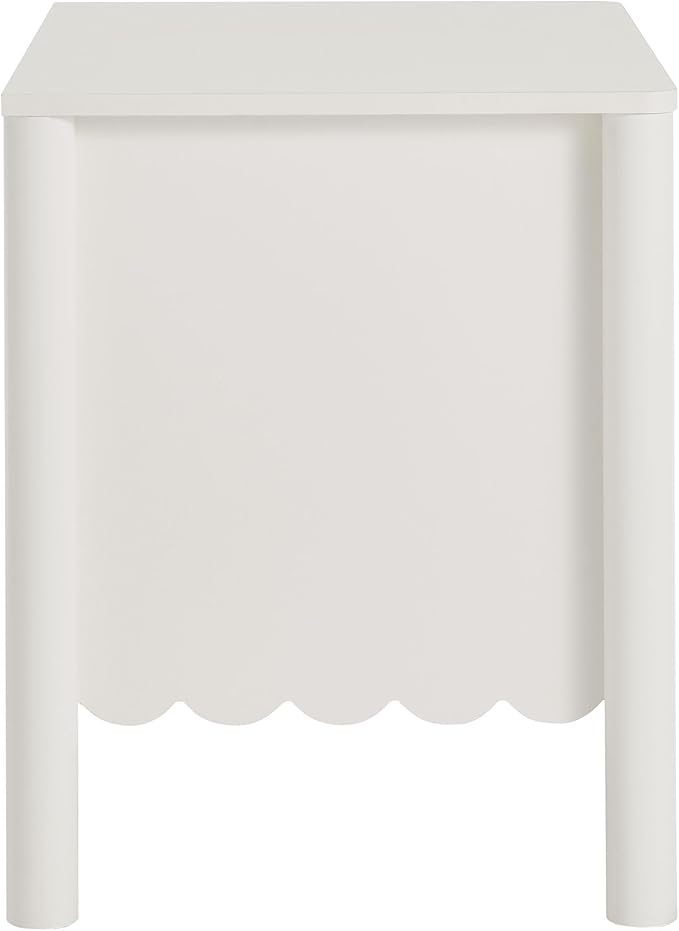 Modway Emmeline Scalloped 2-Drawer Nightstand in White