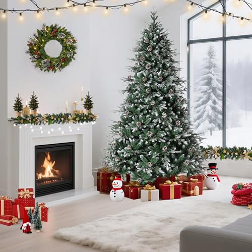 6 FT Snow Flocked Christmas Tree with 300 Warm Lights