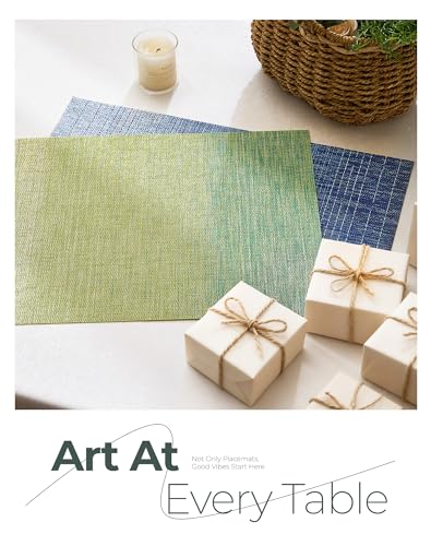 Gradient Green Woven Placemats Set of 8 (3 Count)