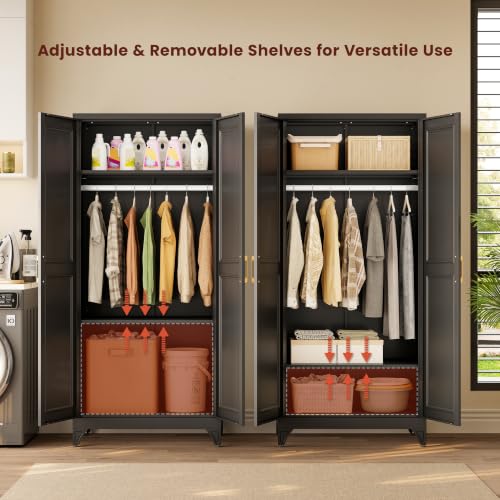 71" Tall Metal Wardrobe Closet