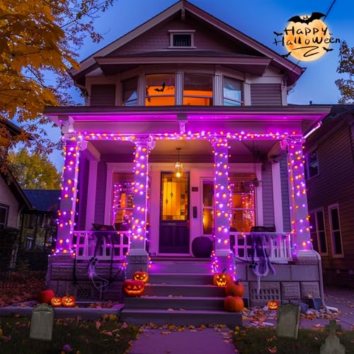 400LED Orange and Purple Halloween Lights Indoor Outdoor (132 Foot)